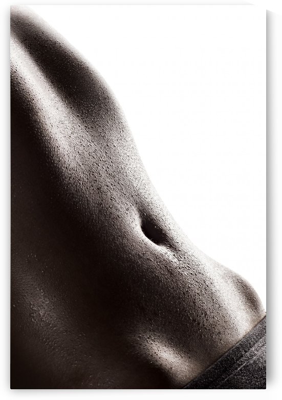 Womans abdomen full of sweat by Johan Swanepoel
