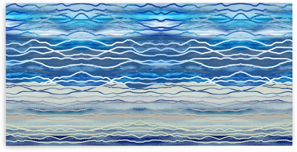 Ocean Waves Beach House Interior Decor Blue Abstract by Irina Sztukowski