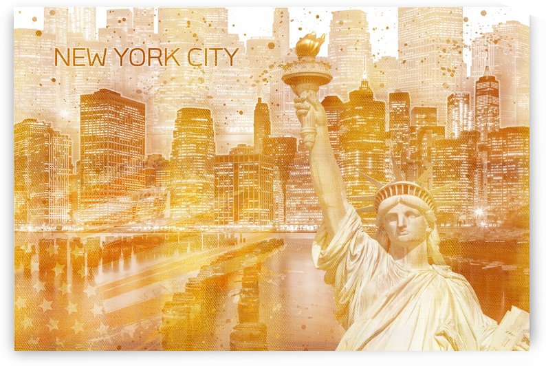 Graphic Art MANHATTAN Collage | golden by Melanie Viola