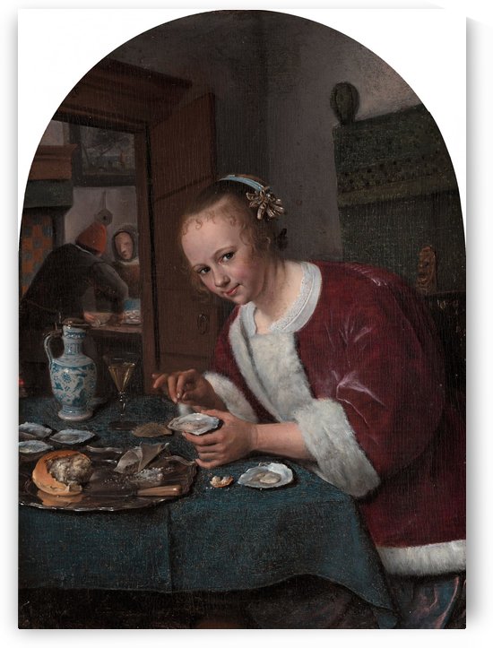 Girl eating oysters by Jan Steen
