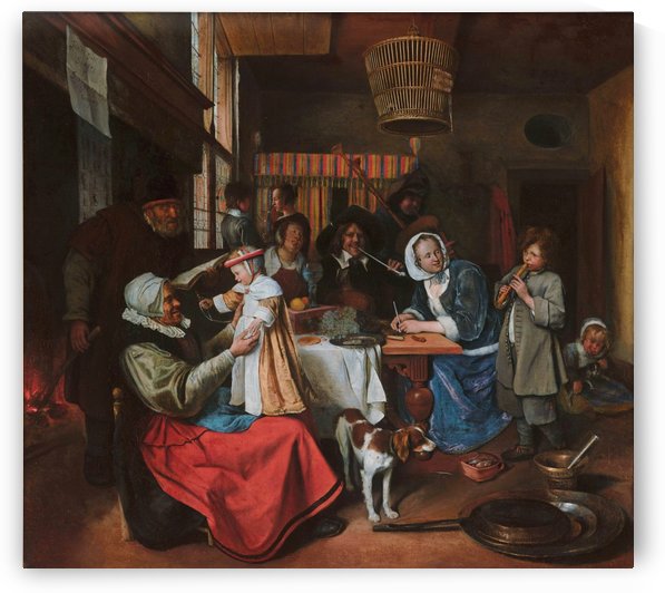 As the old sing, so twitter the young by Jan Steen