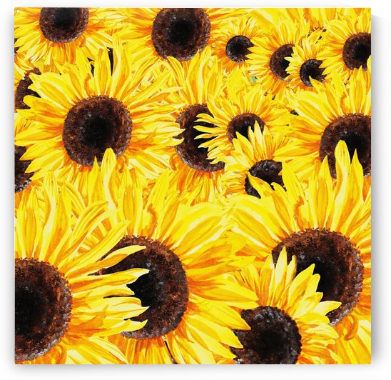 Sunflowers Field Watercolor Painting by Irina Sztukowski by Irina Sztukowski