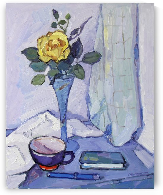 Still Life with Yellow Rose by Ivan Kolisnyk