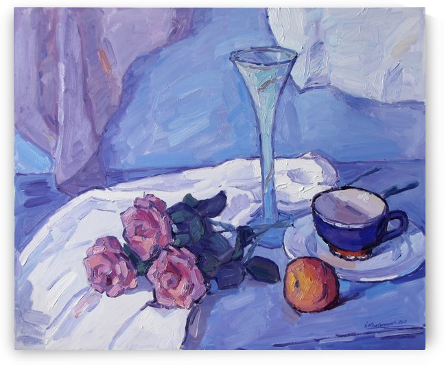 Still Life with Purple Roses by Ivan Kolisnyk