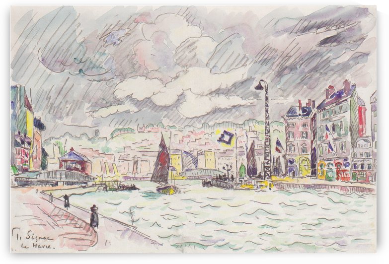 Le Havre mit Regenwolken by Paul Signac
