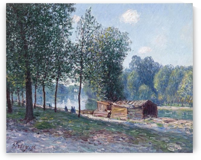 Cabins at the Bank of Loing, Morning Effect by Alfred Sisley