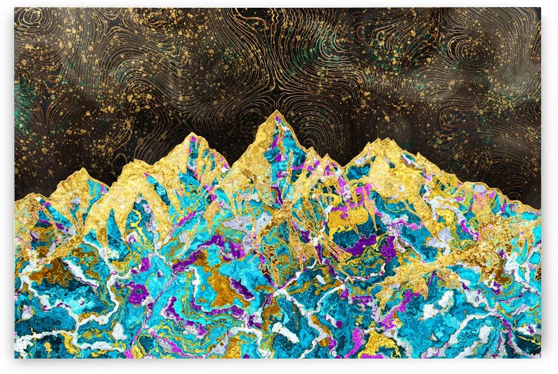 Gold Turquoise Mountain - Illustration I by ARTenyo art