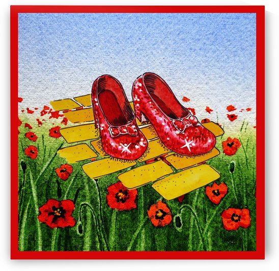 Ruby Slippers Yellow Brick Road Red Poppies Field by Irina Sztukowski