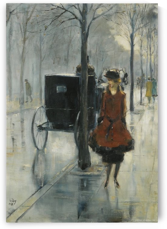 Street Scene with Woman, Berlin by Lesser Ury