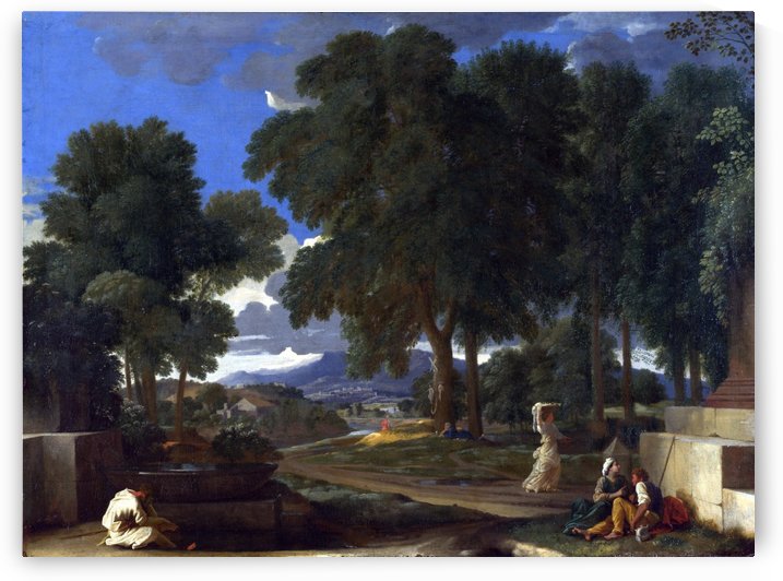Landscape with a Man washing his Feet at a Fountain by Nicolas Poussin