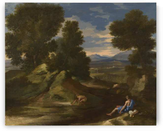 Landscape with a Man scooping Water from a Stream by Nicolas Poussin