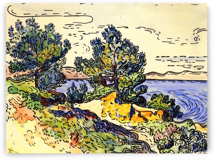 Landscape of the Seashore with Trees by Paul Signac