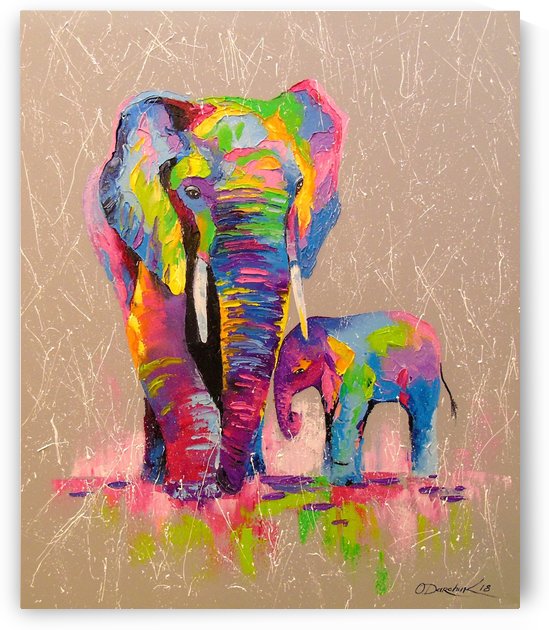 Mother and son elephants by Olha Darchuk 
