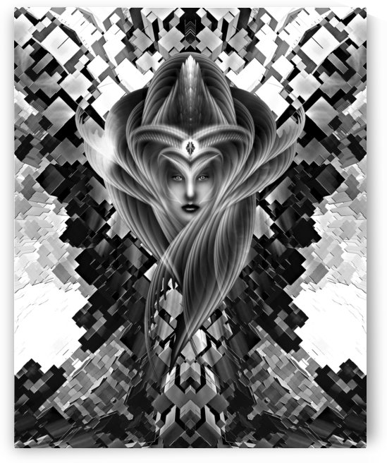 Mistress Of The Cuboid BW by xzendor7