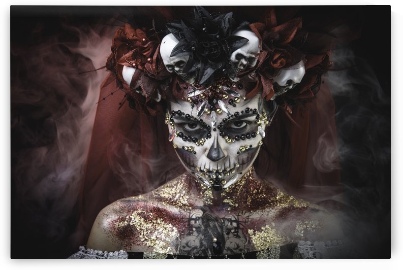 Young girl in the image of Santa Muerte by Faces Studio