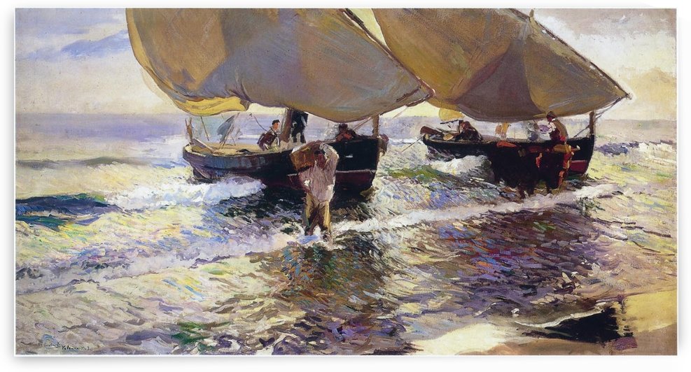 The arrival of the boats by Joaquin Sorolla