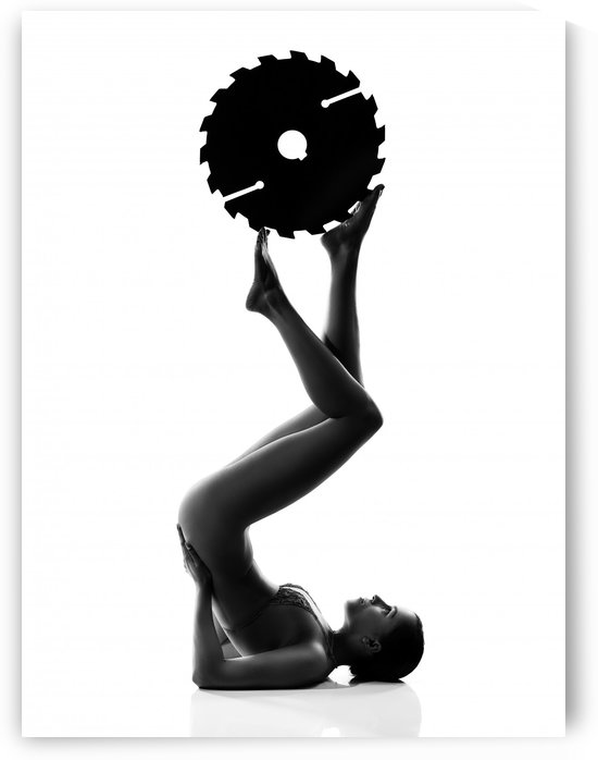 Nude woman with saw blade 2 by Johan Swanepoel