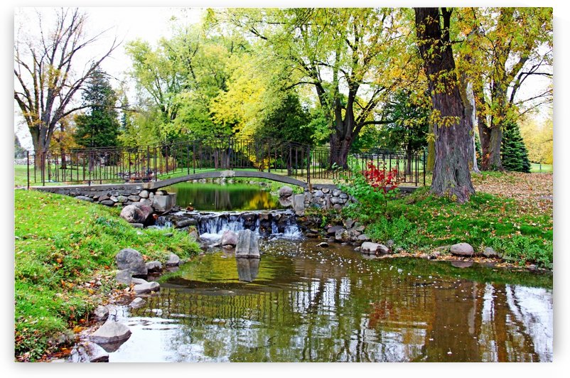 Old Iron And Stone Bridge Over Creek by Deb Oppermann