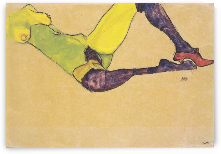 Liegender weiblicher Akttorso by Egon Schiele