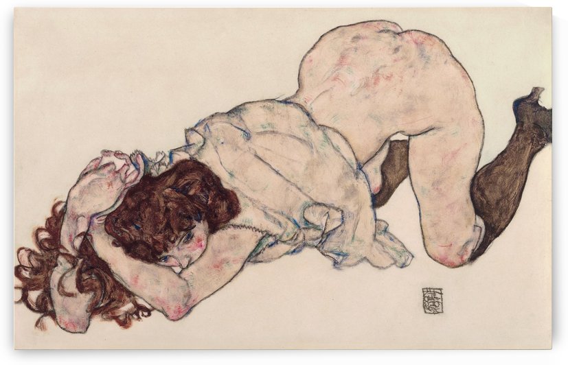 Kneeling Girl, Resting on Both Elbows by Egon Schiele