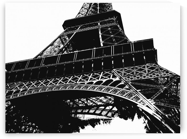 Eiffel Tower Black And White by Deb Oppermann