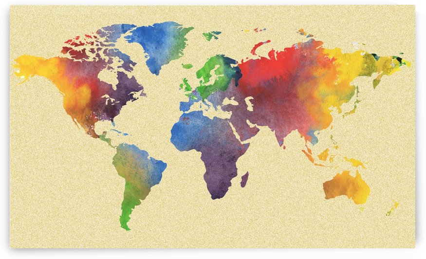 Hot And Vivid Watercolor Map Of The World by Irina Sztukowski