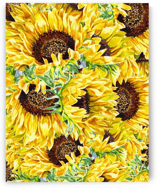 The Field Of Watercolor Sunflowers Pattern by Irina Sztukowski