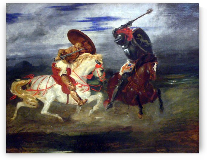 Louvre peinture francaise paire de chevaliers romantiques by Eugene Delacroix
