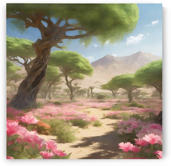 0 Desert oasis in Japan  Flowers and green trees by Marigold