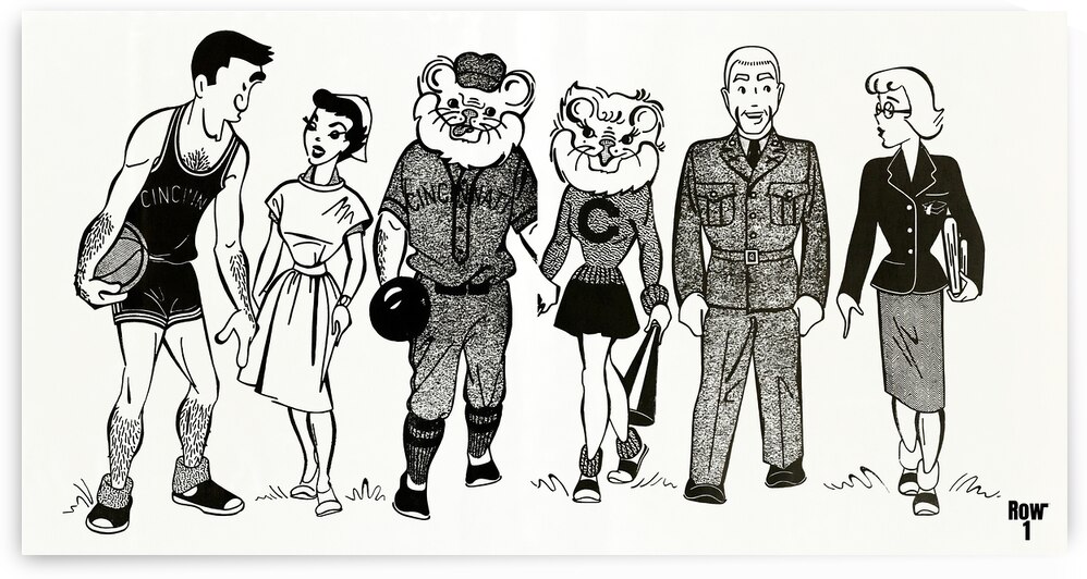 1950s Cincinnati Bearcats Sports Art by Row One Brand