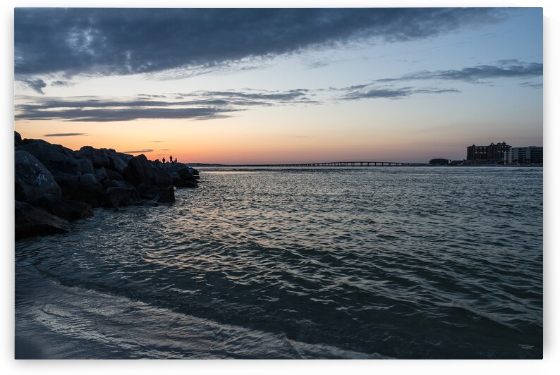 Sunset With Fishermen By The Jetty by Jennifer White