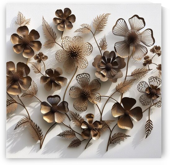 Golden Bloom: A Symphony of Metallic Flora by MOFAT24