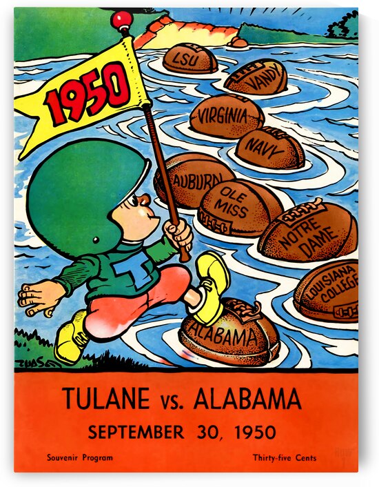 1950 alabama tulane football program cover art.jp by Row One Brand