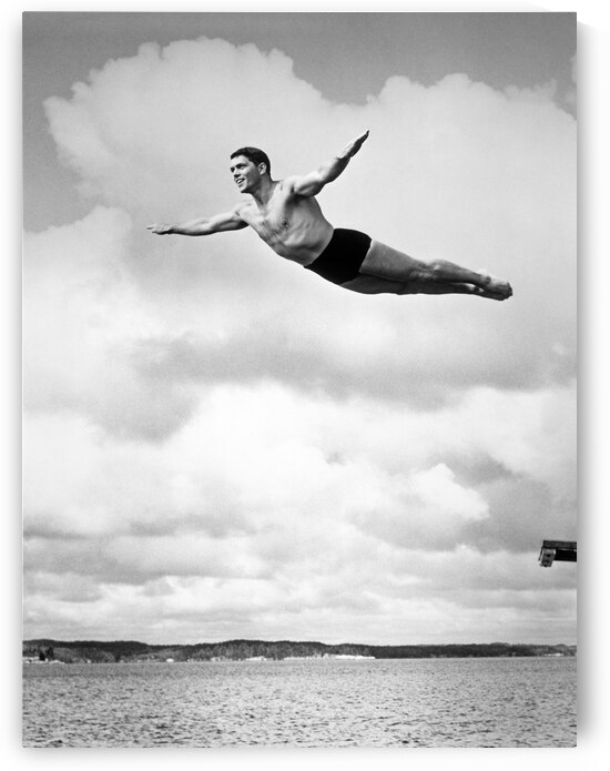 1930s MAN SWAN DIVING FROM HIGH DIVING BOARD 180271 by Panoramic Images