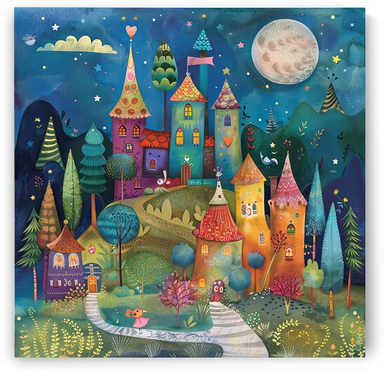 Whimsical Moonlit Village by Abstract Rebellion