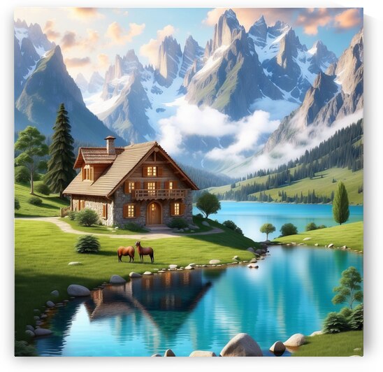 Wonderfull land with a lake and a House by Marigold