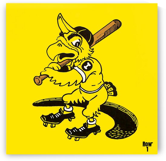 Dick Spencer Iowa Herky Hawk Baseball Cartoon Art by Row One Brand