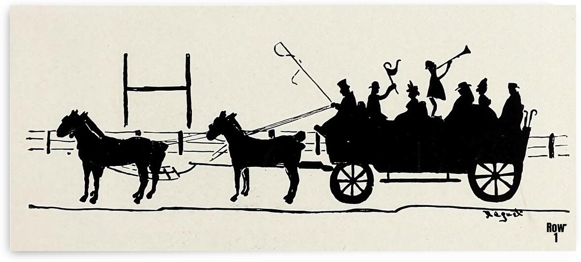 horse buggy early 1900s football art by Row One Brand