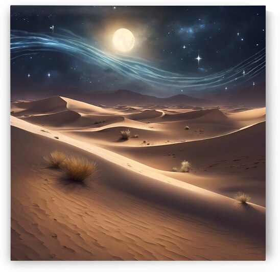 Picture a desert landscape under a starry night sky by Best Artist