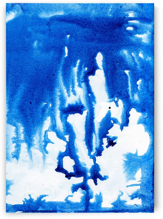 Abstract blue watercolor painting by TAHDAINI