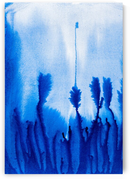 Abstract blue watercolor painting by TAHDAINI