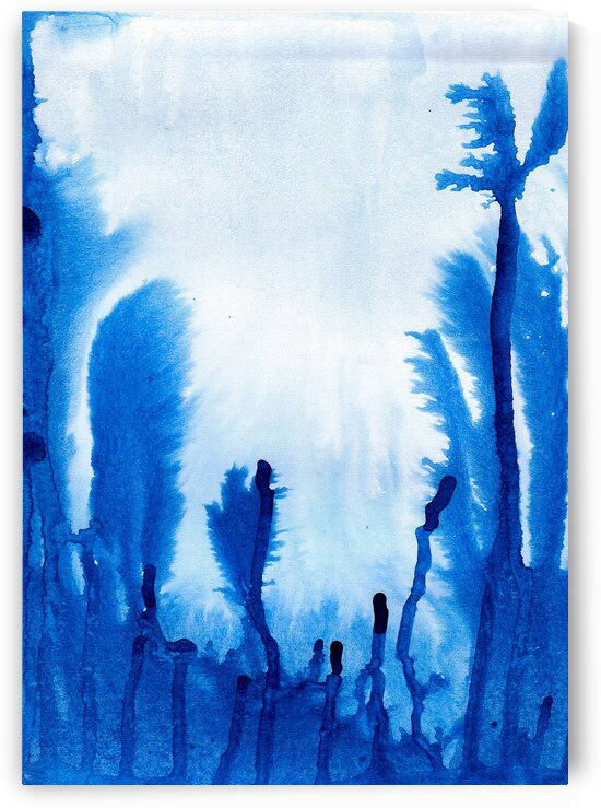 Abstract blue watercolor painting by TAHDAINI