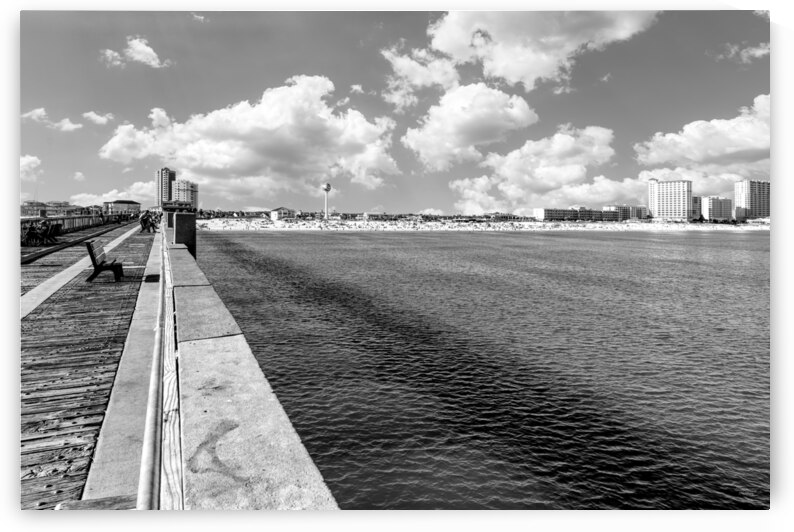 Pensacola Beach View From Pier Grayscale by Jennifer White