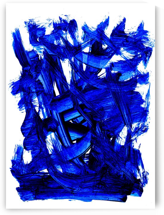 Abstract blue painting.   by TAHDAINI