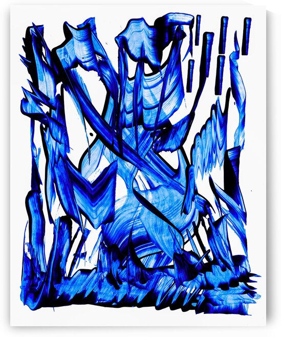 Abstract blue painting.   by TAHDAINI