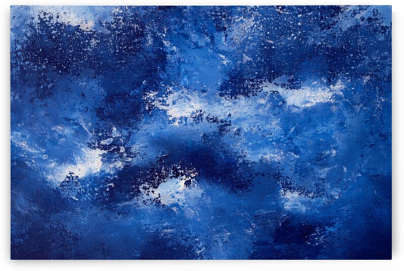 Abstract blue painting. Abstract blue paint grunge background. by TAHDAINI