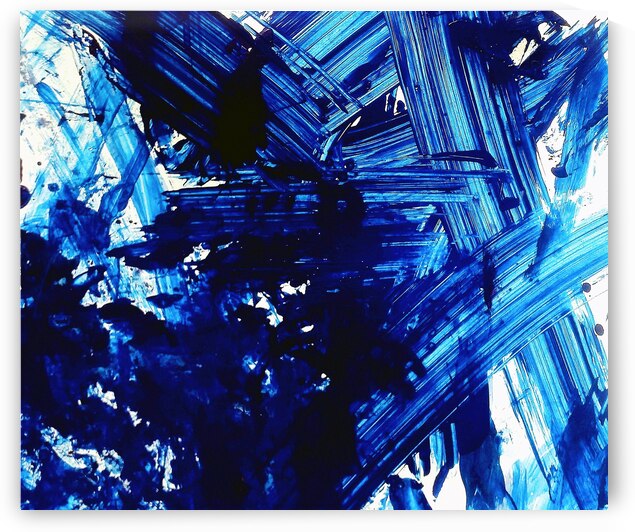 Abstract blue painting. Abstract blue paint grunge background. by TAHDAINI