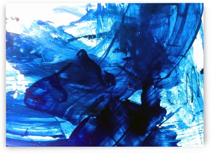 Abstract blue painting. Abstract blue paint grunge background. by TAHDAINI