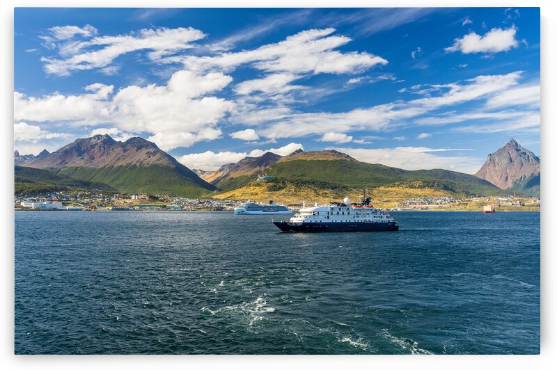 Hebredian Sky expedition cruise ship at anchor in Ushuaia by Steve Heap