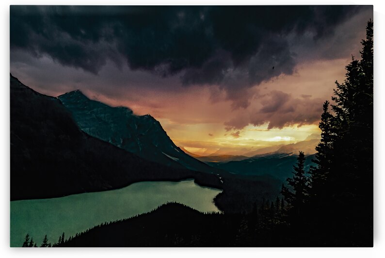 Banff Wolf Lake Sunset  Silhouette by Norma Brandsberg Photography